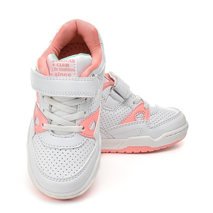 Buty dziecięce sportowe American ES12 /19/20 Biało-różowe