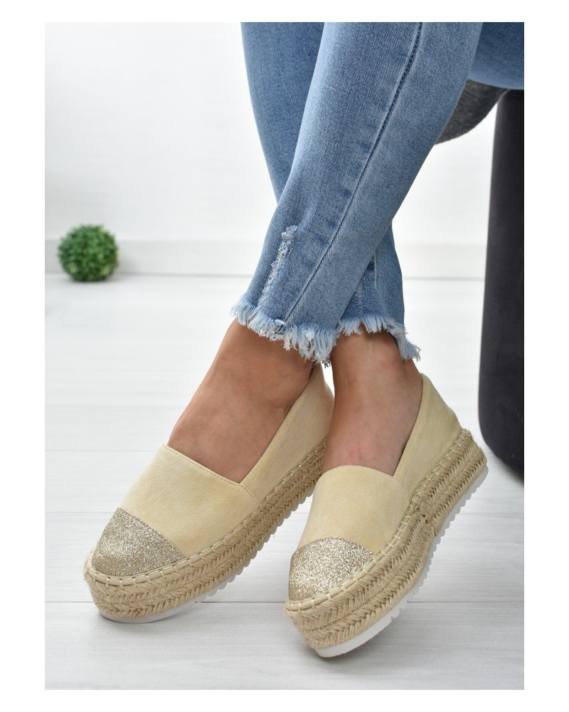Espadryle na platformie S.Barski RS-S15- beż