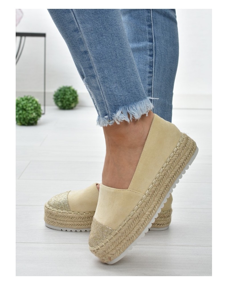 Espadryle na platformie S.Barski RS-S15- beż