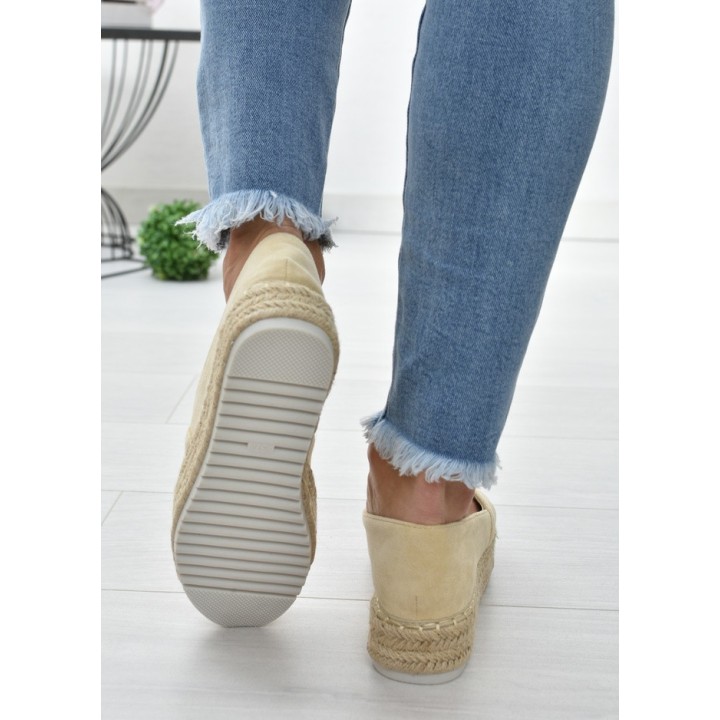 Espadryle na platformie S.Barski RS-S15- beż