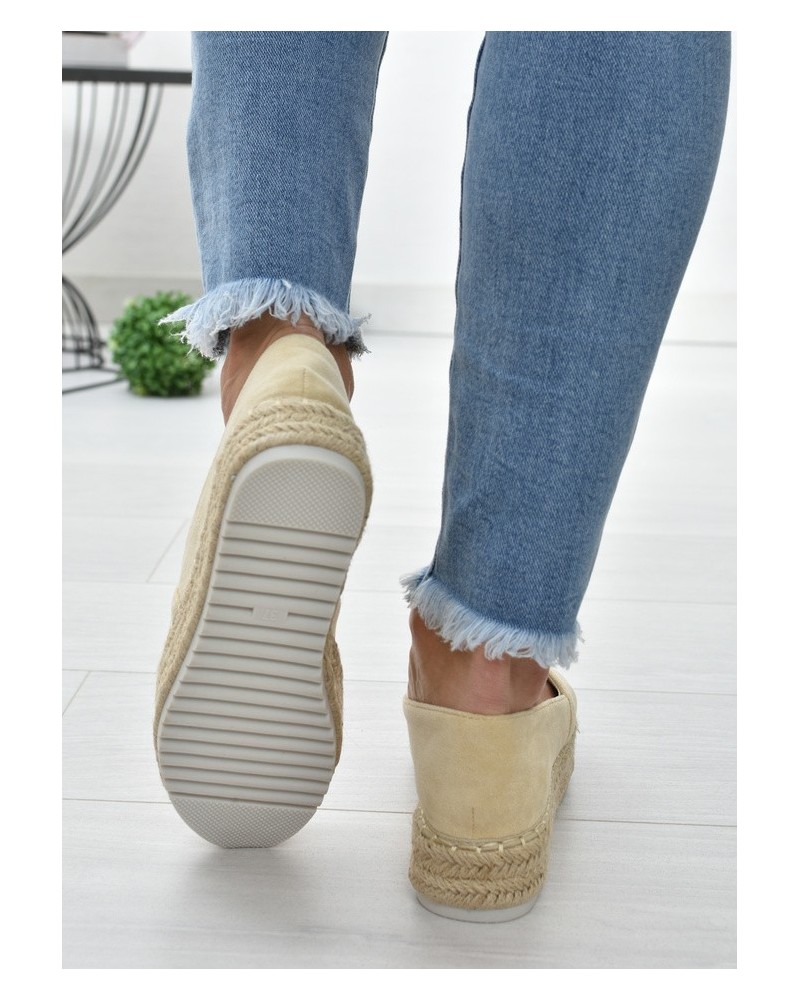 Espadryle na platformie S.Barski RS-S15- beż