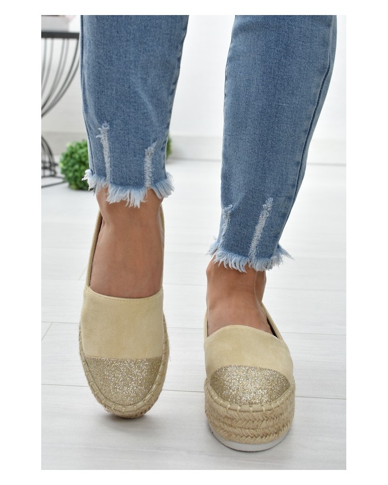 Espadryle na platformie S.Barski RS-S15- beż