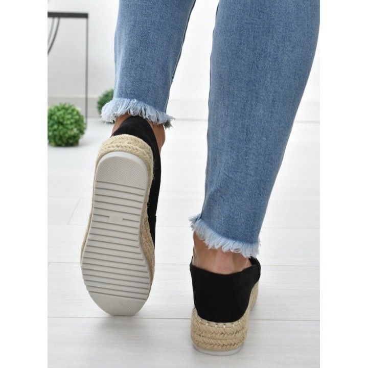 Espadryle na platformie S.Barski RS-S15- czarny