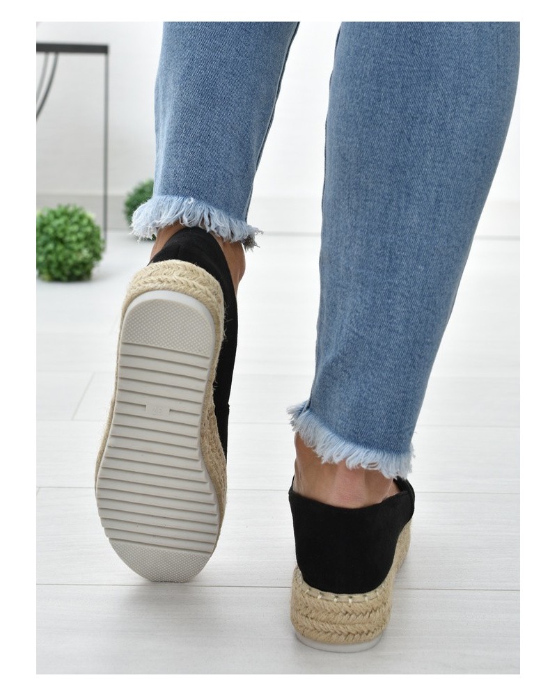 Espadryle na platformie S.Barski RS-S15- czarny