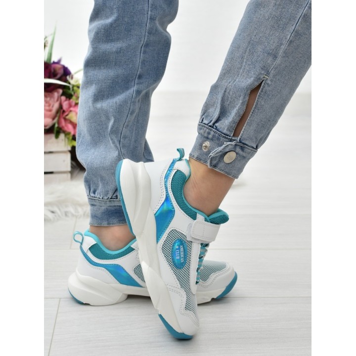 Buty sportowe dziecięce American RL16 Białe/niebieskie