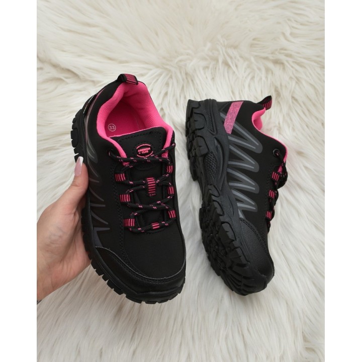 Buty dziecięce trekkingowe American Club WT72 Czarno-fuksjowe