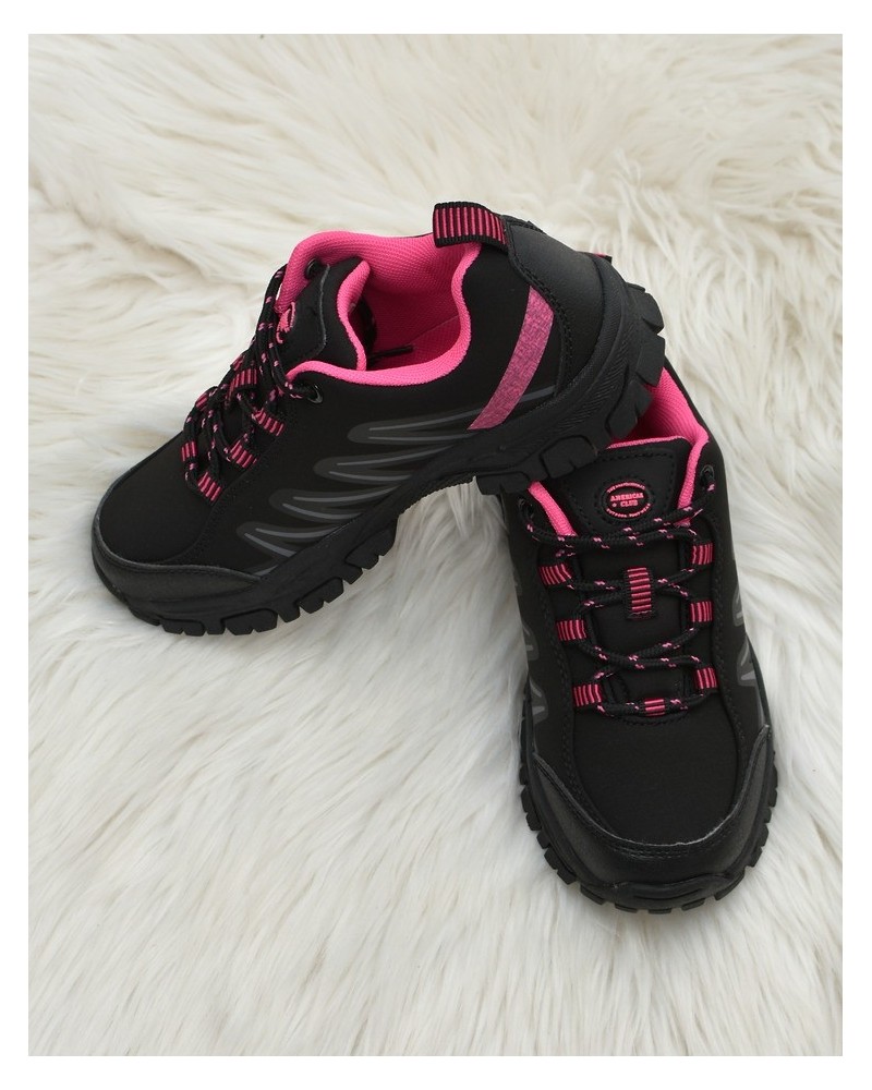 Buty dziecięce trekkingowe American Club WT72 Czarno-fuksjowe