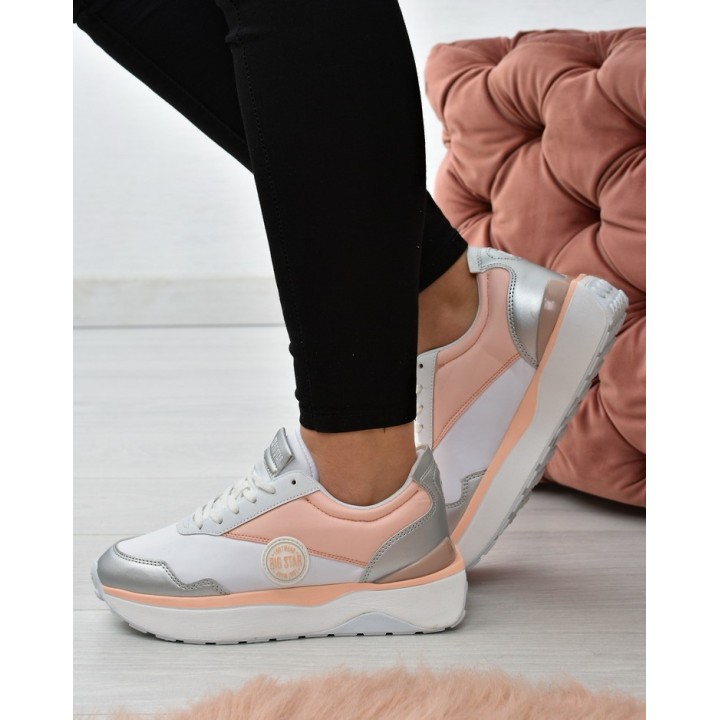 Sneakersy damskie Big Star JJ274A015 Biało/beżowe