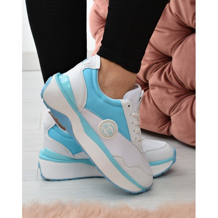 Sneakersy damskie Big Star JJ274A016 Biało/niebieskie