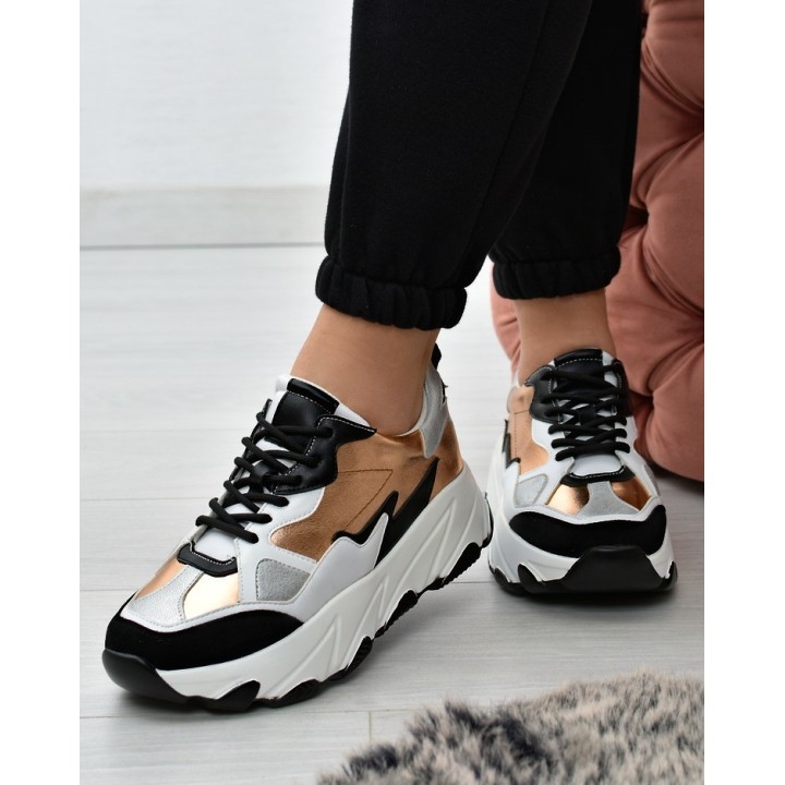 Sneakersy damskie Potocki 22-12030 Złote