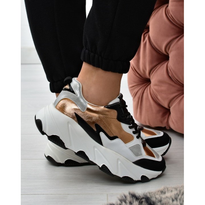 Sneakersy damskie Potocki 22-12030 Złote