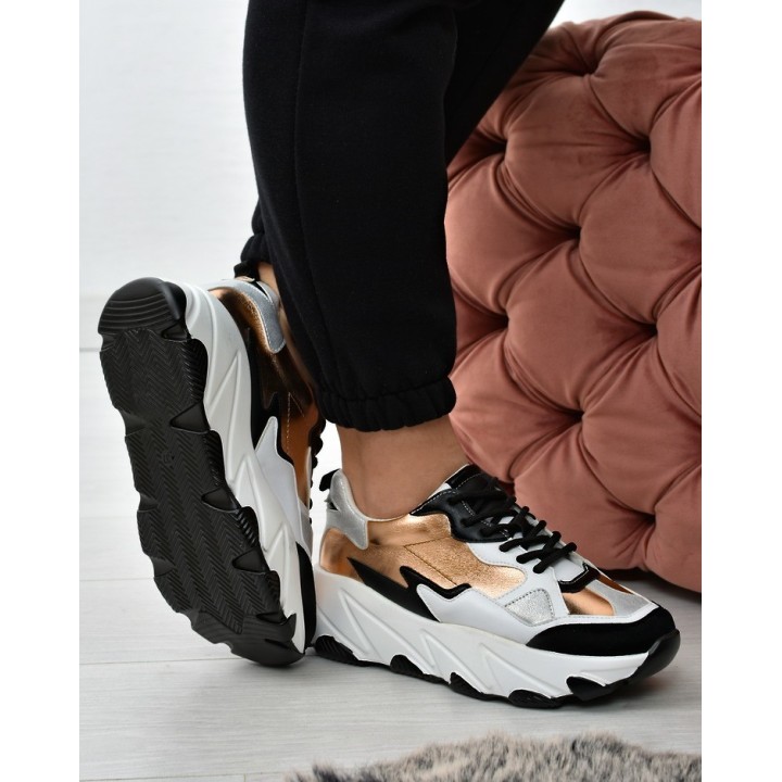 Sneakersy damskie Potocki 22-12030 Złote