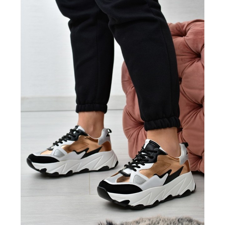 Sneakersy damskie Potocki 22-12030 Złote