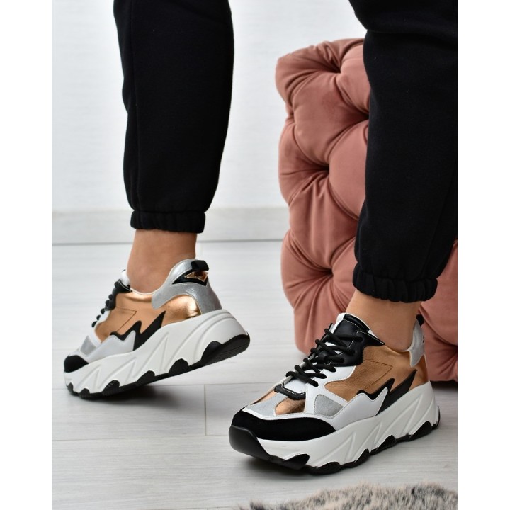 Sneakersy damskie Potocki 22-12030 Złote