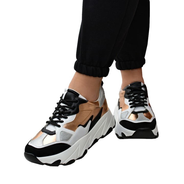 Sneakersy damskie Potocki 22-12030 Złote