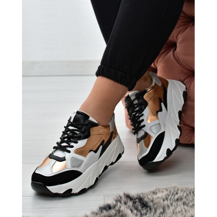 Sneakersy damskie Potocki 22-12030 Złote
