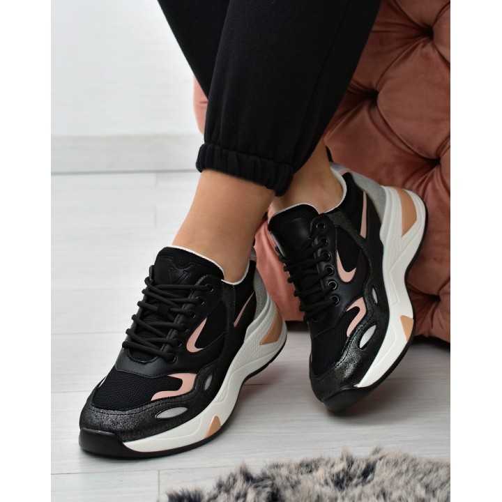 Sneakersy damskie Vinceza 10728 Czarno/różowe