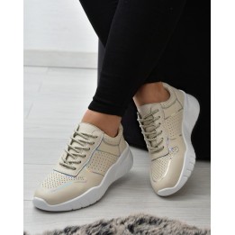 Sneakersy damskie skórzane S.Barski AL22226 Beżowe