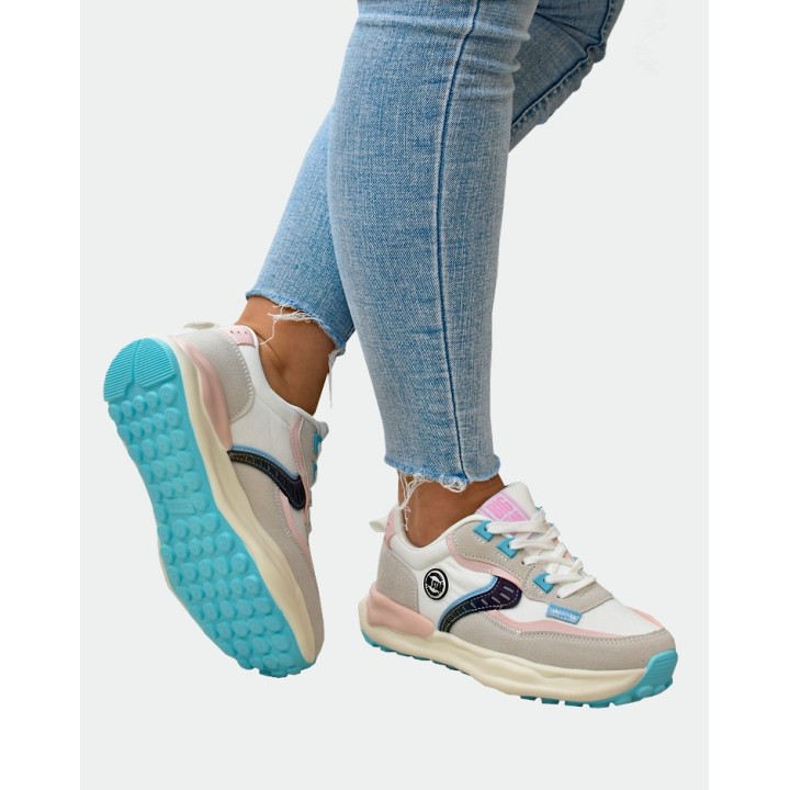 Sneakersy damskie Big Star KK274097 Biało-różowe