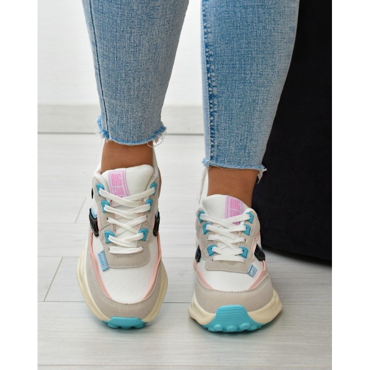 Sneakersy damskie Big Star KK274097 Biało-różowe