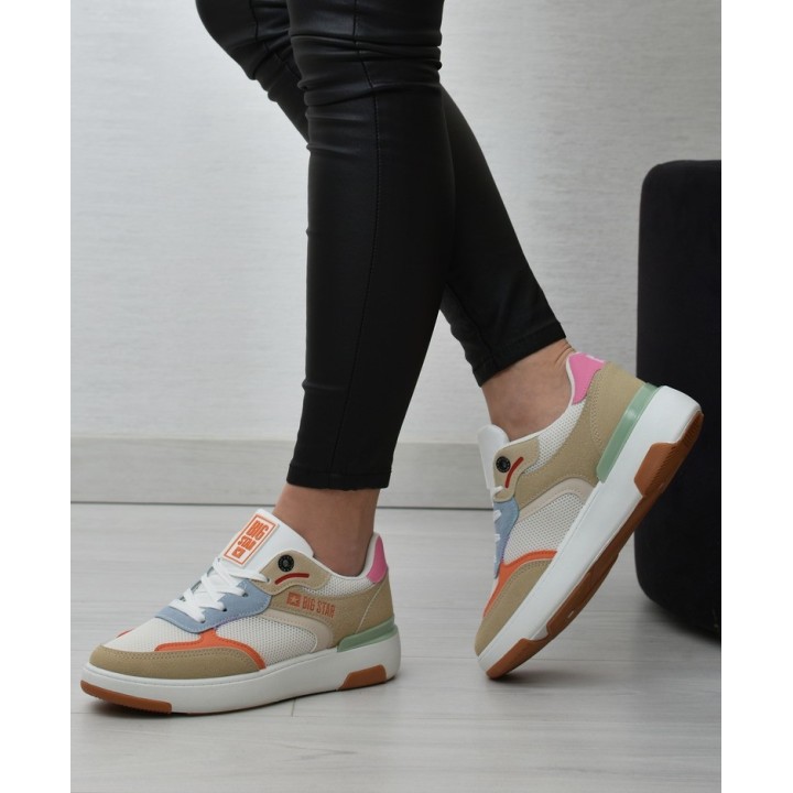 Buty sportowe damskie Big Star LL274437 Białe/Beżowe/Niebieskie