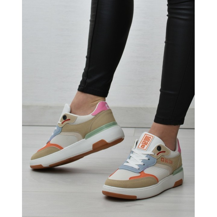 Buty sportowe damskie Big Star LL274437 Białe/Beżowe/Niebieskie