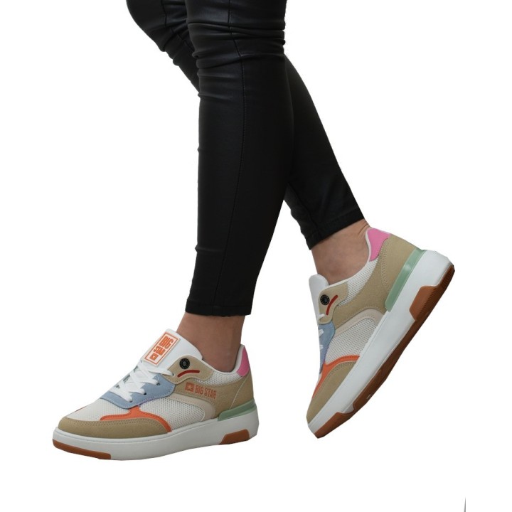 Buty sportowe damskie Big Star LL274437 Białe/Beżowe/Niebieskie