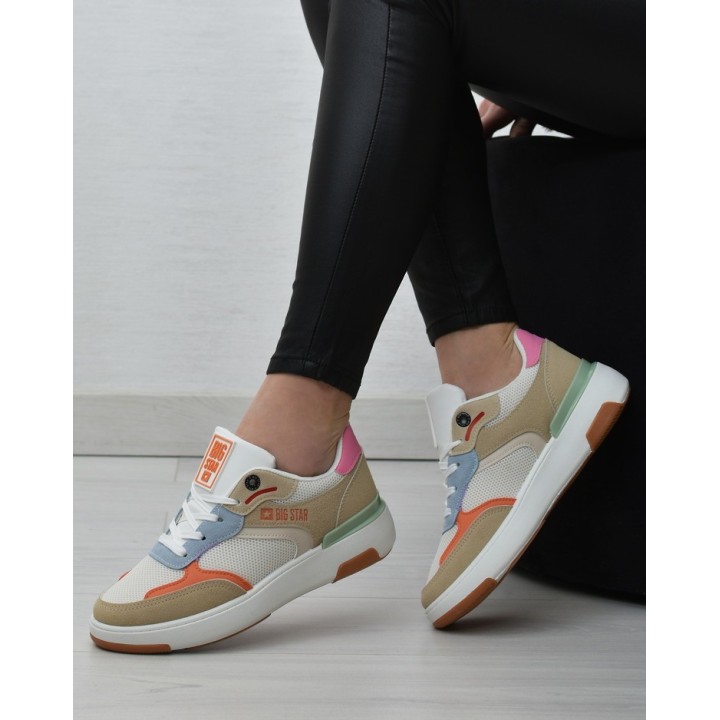 Buty sportowe damskie Big Star LL274437 Białe/Beżowe/Niebieskie