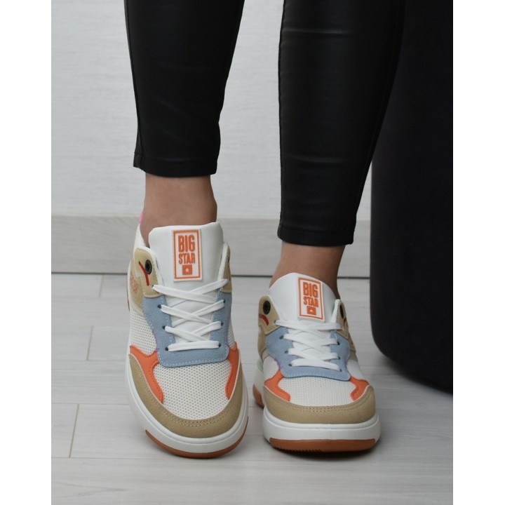 Buty sportowe damskie Big Star LL274437 Białe/Beżowe/Niebieskie
