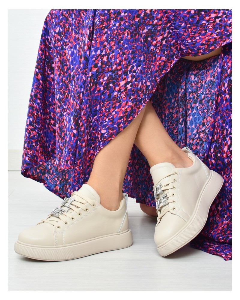 Sneakersy damskie skórzane Vinceza 72300 Beżowe