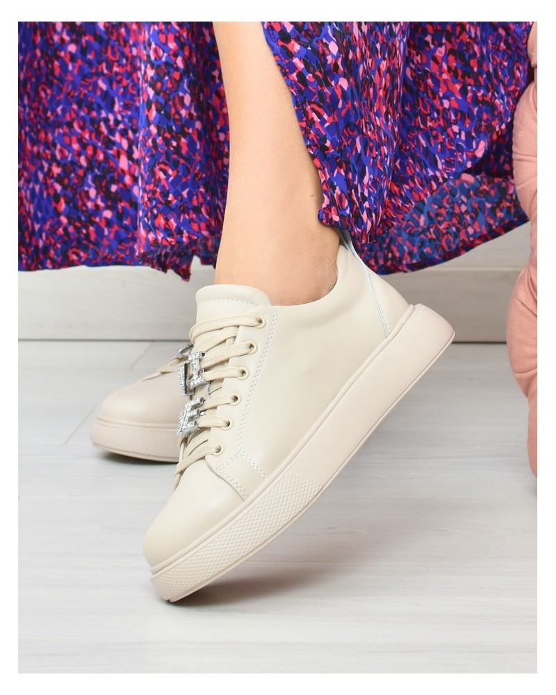 Sneakersy damskie skórzane Vinceza 72300 Beżowe
