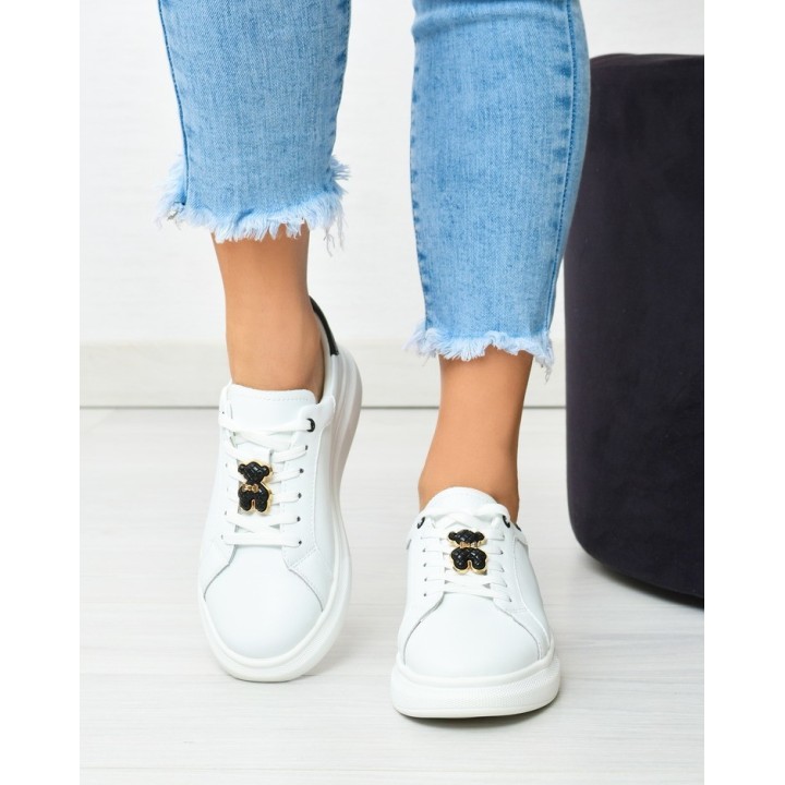 Sneakersy damskie skórzane Vinceza 7881 Biało/czarne