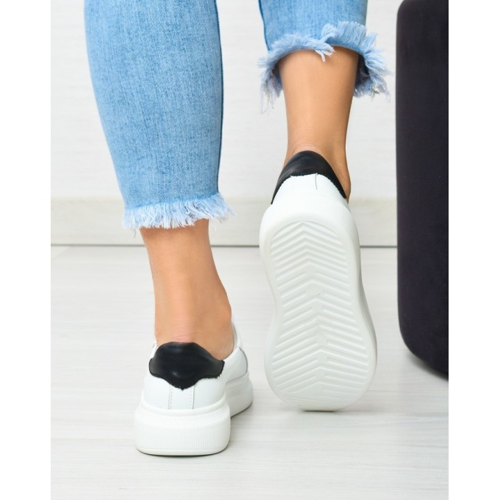 Sneakersy damskie skórzane Vinceza 7881 Biało/czarne