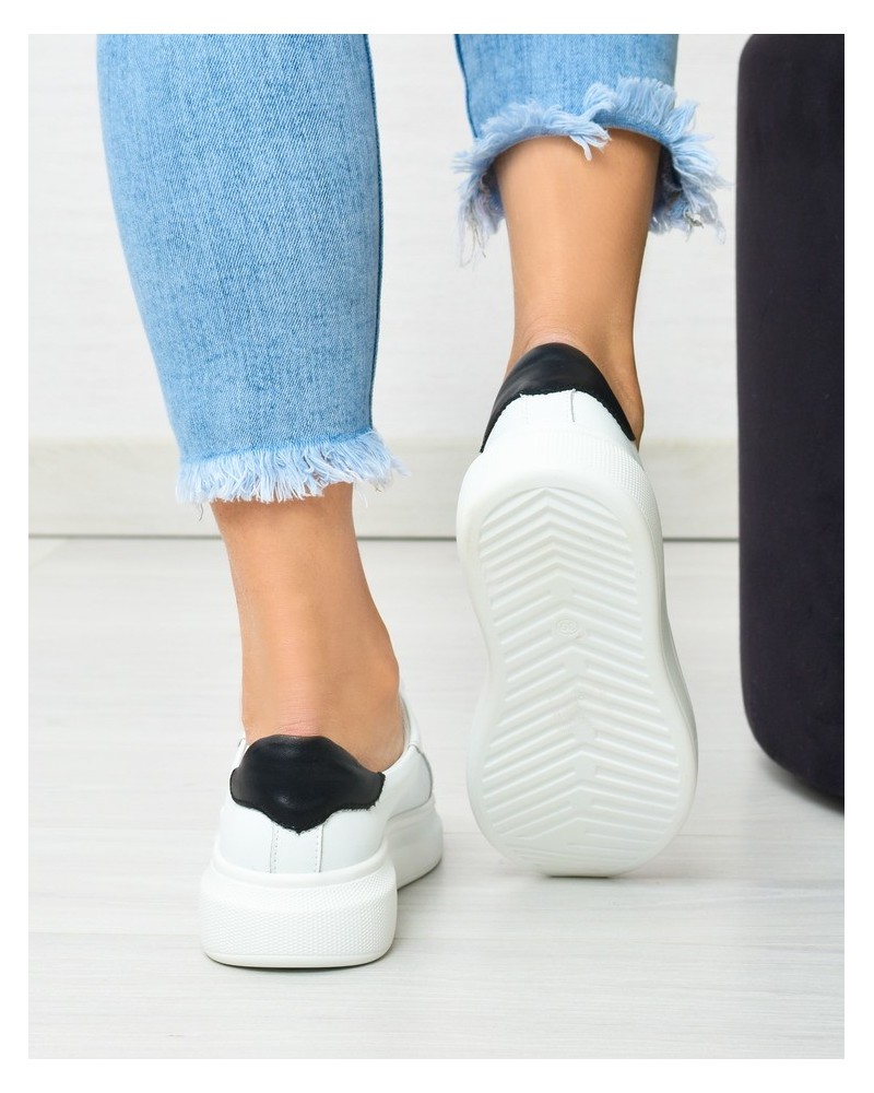 Sneakersy damskie skórzane Vinceza 7881 Biało/czarne