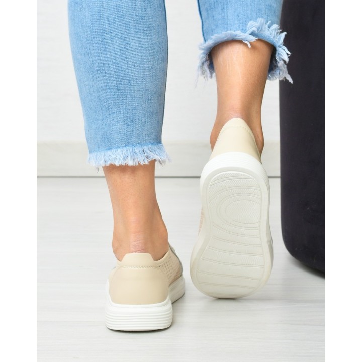 Sneakersy damskie skórzane Vinceza 7894 Beżowe
