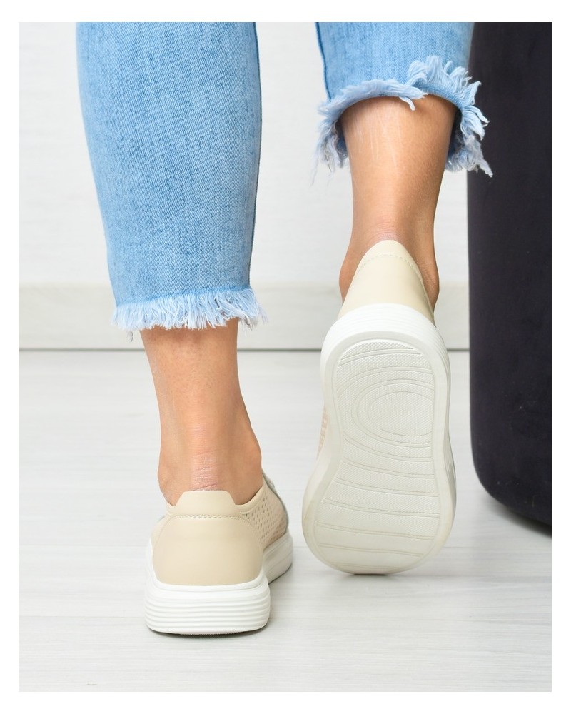 Sneakersy damskie skórzane Vinceza 7894 Beżowe
