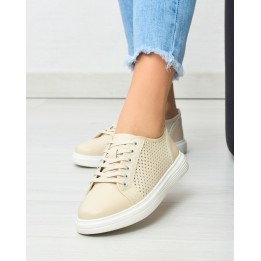 Sneakersy damskie skórzane Vinceza 7894 Beżowe