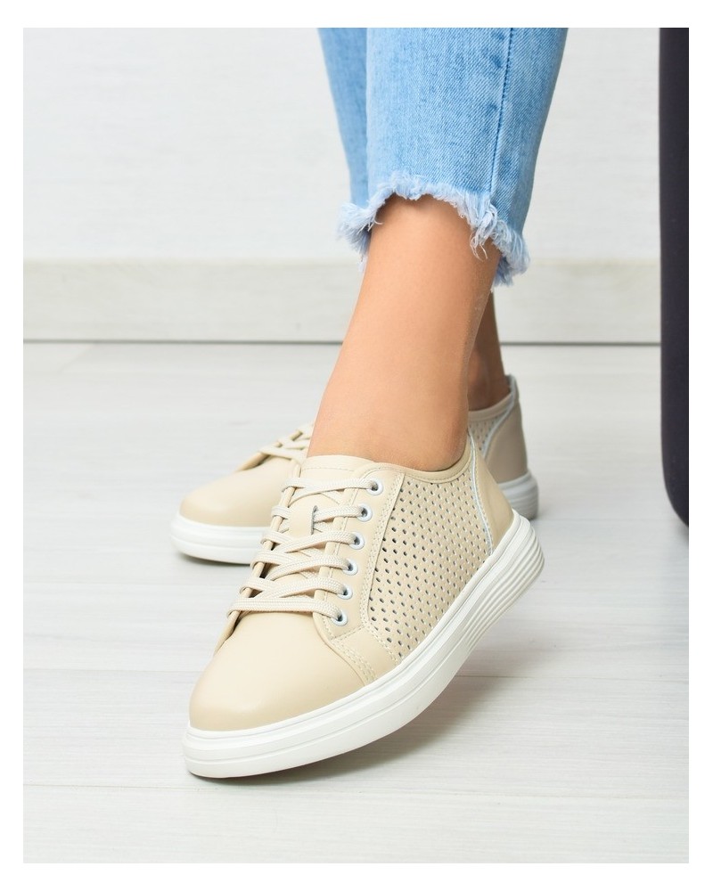 Sneakersy damskie skórzane Vinceza 7894 Beżowe