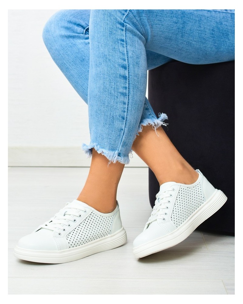 Sneakersy damskie skórzane Vinceza 7894 Białe