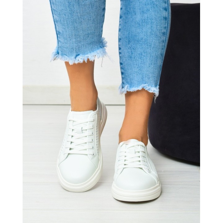 Sneakersy damskie skórzane Vinceza 7894 Białe