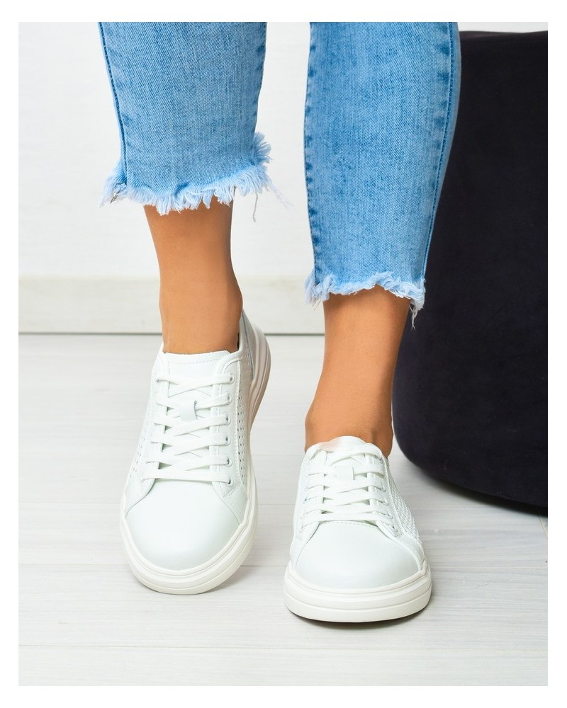 Sneakersy damskie skórzane Vinceza 7894 Białe