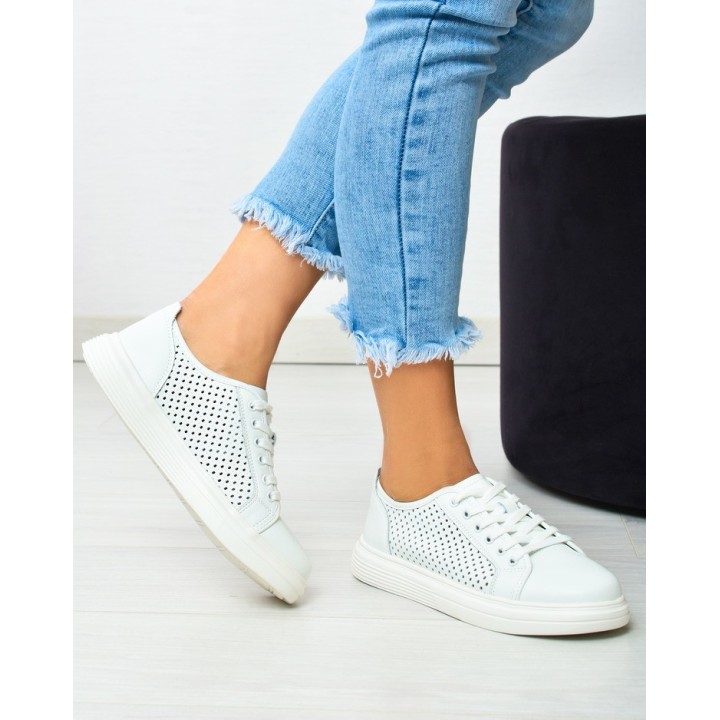 Sneakersy damskie skórzane Vinceza 7894 Białe