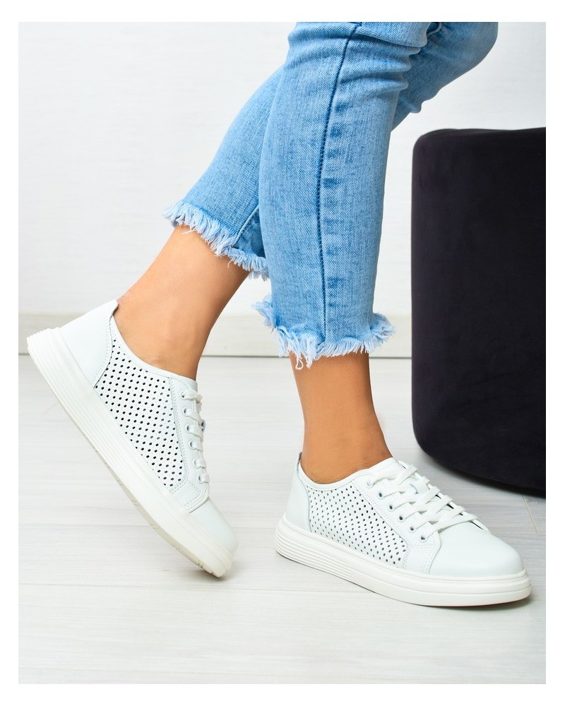 Sneakersy damskie skórzane Vinceza 7894 Białe