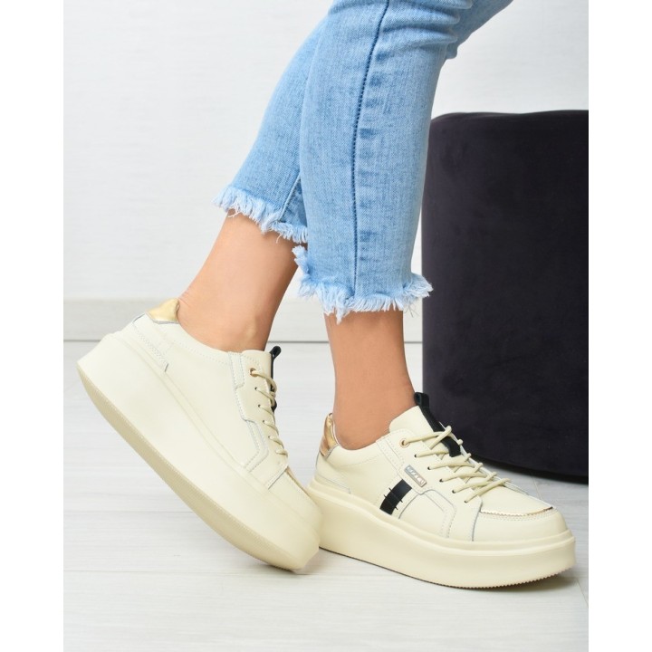 Sneakersy damskie skórzane Goodin GD-XF-134 Beżowe