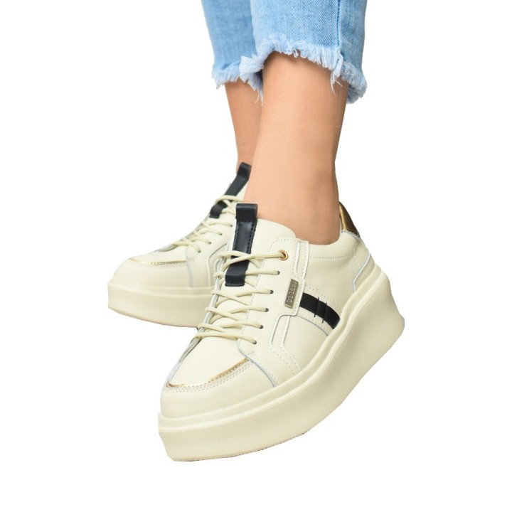 Sneakersy damskie skórzane Goodin GD-XF-134 Beżowe