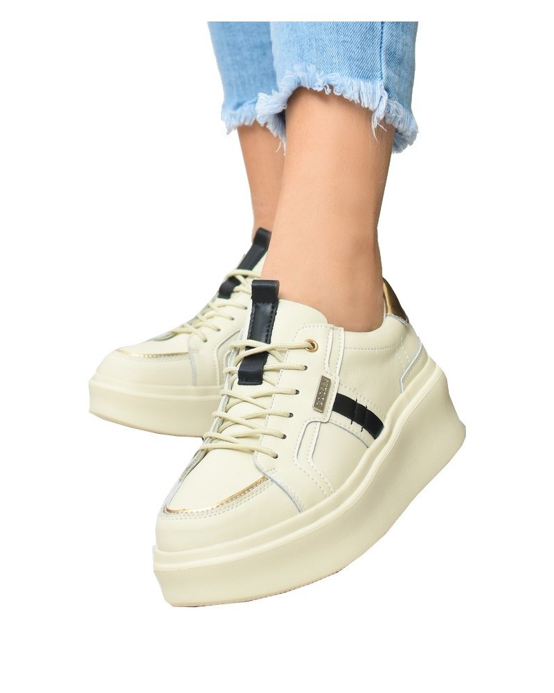 Sneakersy damskie skórzane Goodin GD-XF-134 Beżowe