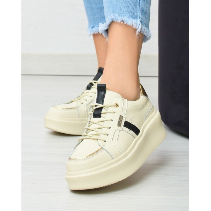 Sneakersy damskie skórzane Goodin GD-XF-134 Beżowe