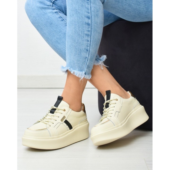 Sneakersy damskie skórzane Goodin GD-XF-134 Beżowe