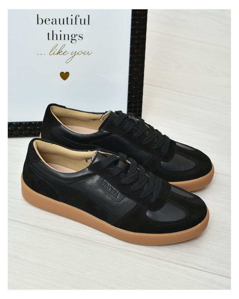 Buty sportowe skórzane Vinceza 7933 Czarne