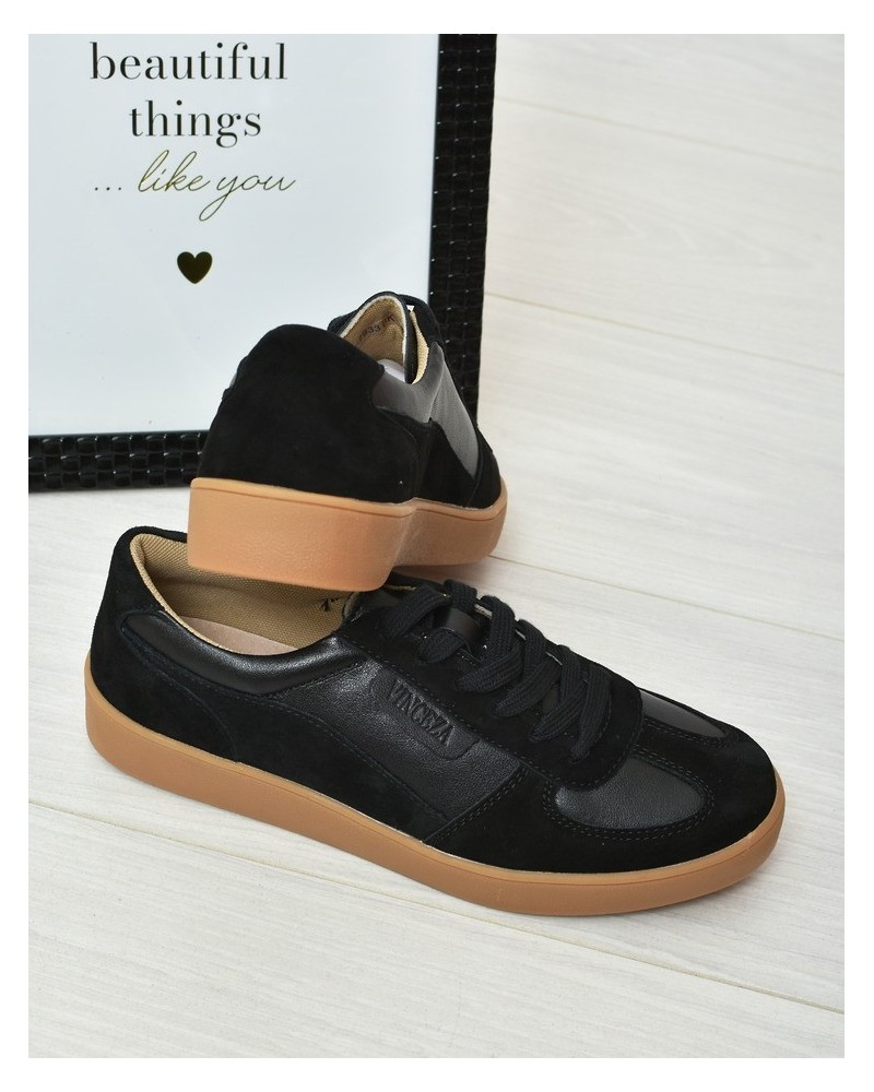 Buty sportowe skórzane Vinceza 7933 Czarne